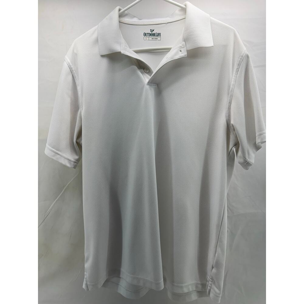 Men outdoorlife white collar L polo style short sleeve shirt